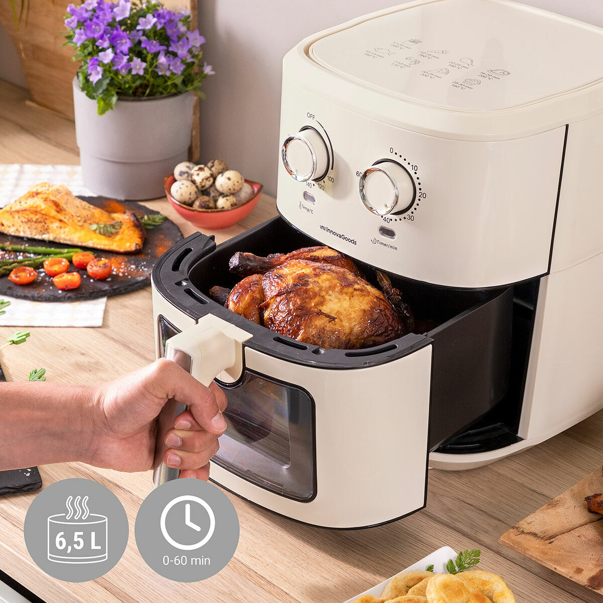 Luftfritös InnovaGoods Kräm 1700 W 6,5 L Rostfritt stål (Renoverade A) - 4