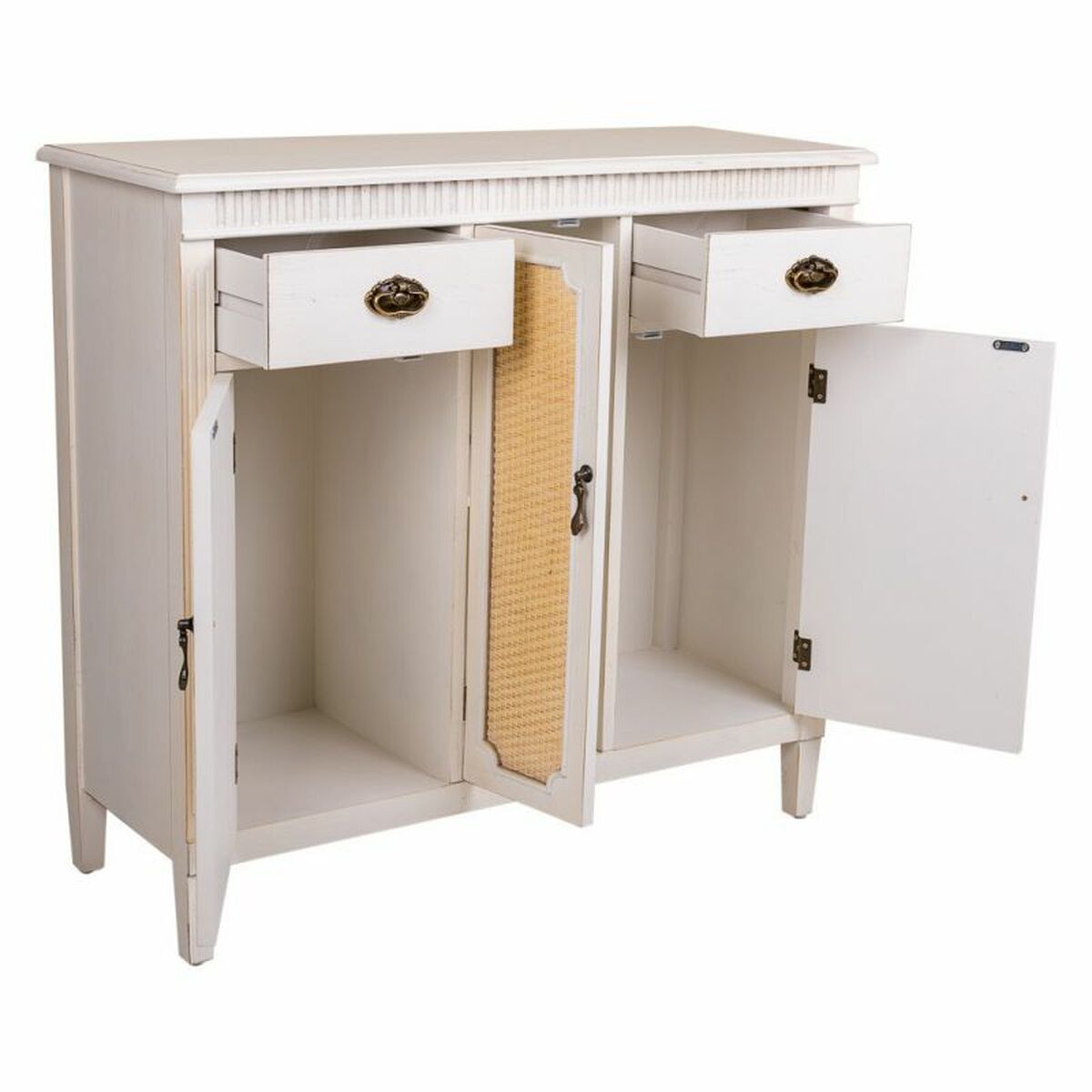 Skänk Alexandra House Living Vit Rattan Granträ 36 x 88 x 95 cm - 3
