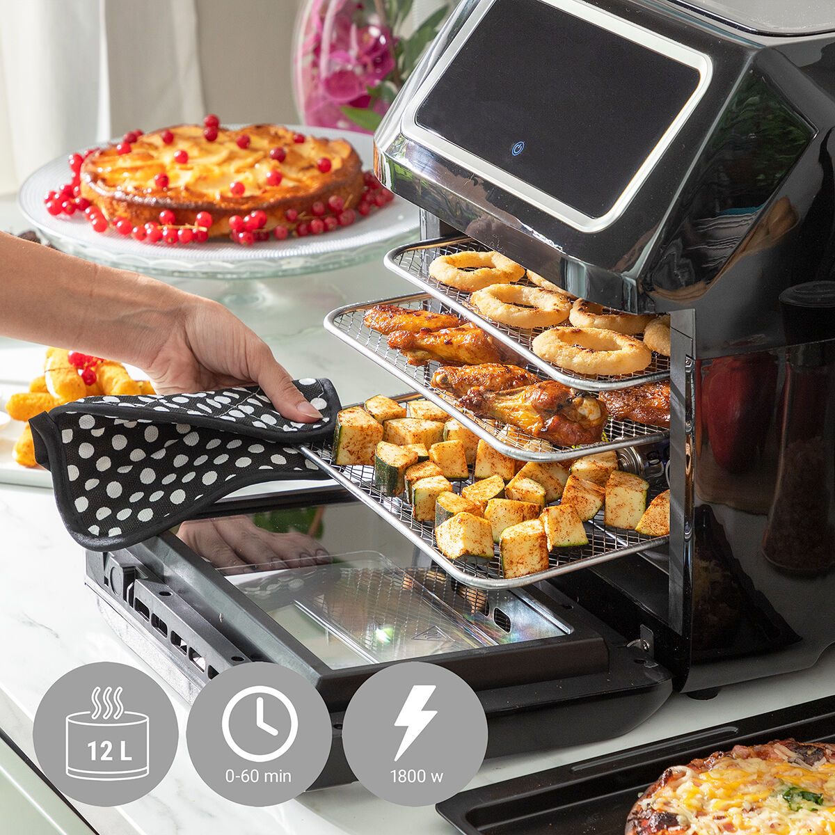 Luftfritös InnovaGoods Svart 1800 W 12 L Rostfritt stål (Renoverade A) - 7
