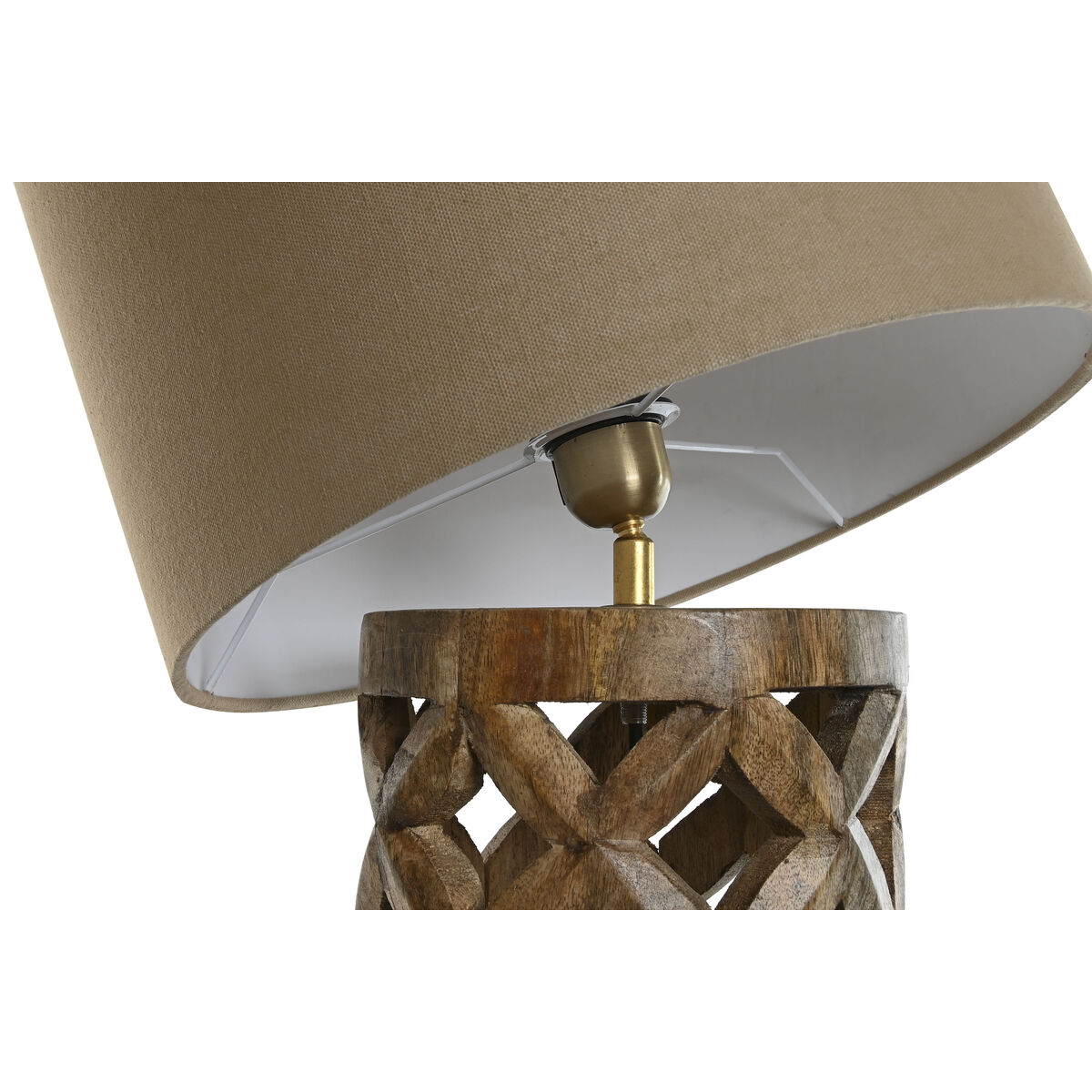 Bordslampa Home ESPRIT Beige Naturell Mangoträ 50 W 220 V 35,5 x 35,5 x 79,5 cm - 2