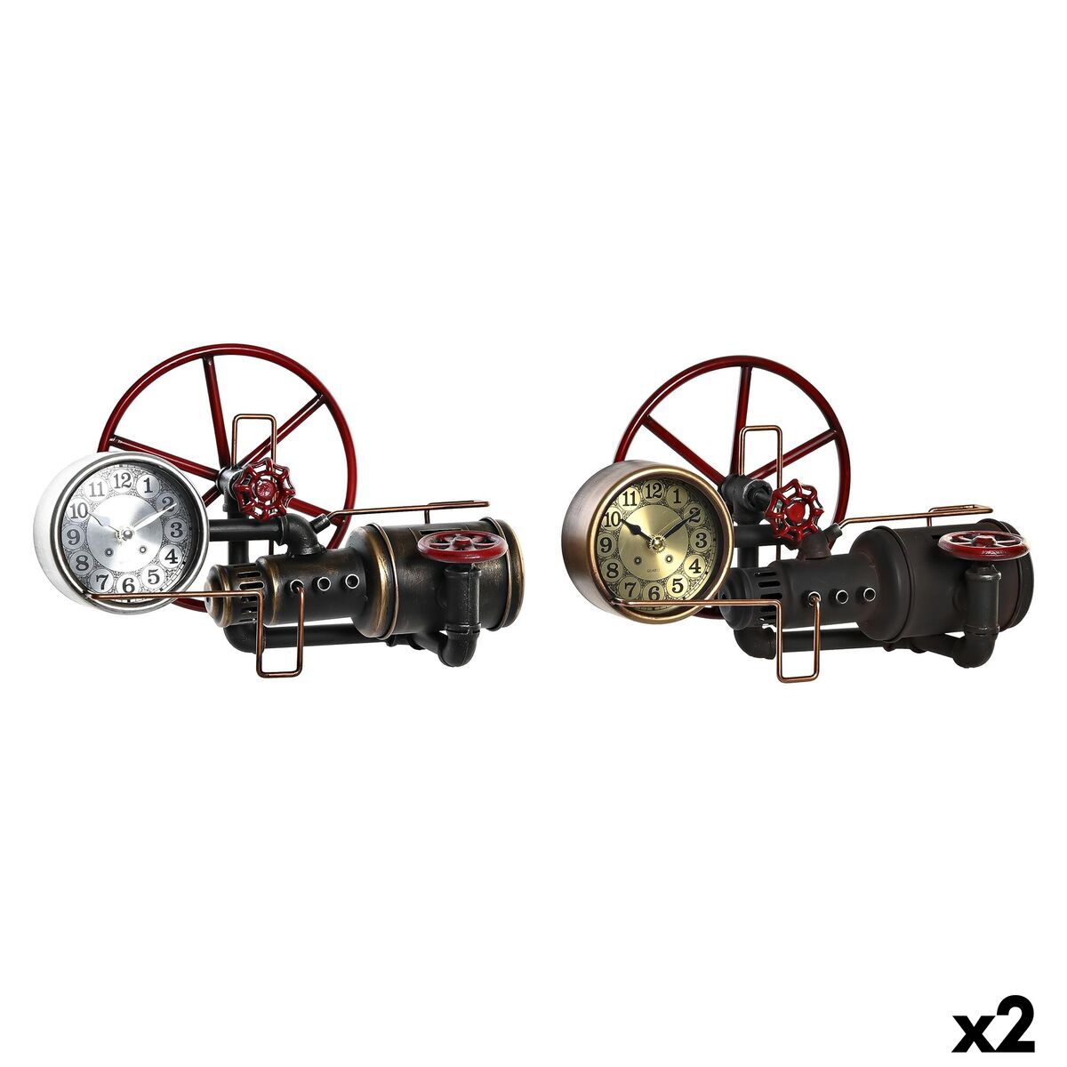 bordsklocka DKD Home Decor Gyllene Silvrig Vintage (2 antal) - 9