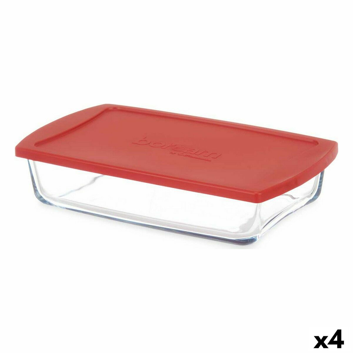 Lunchlåda Pasabahce Borcam Röd Transparent Borosilikatglas 1,3 L (4 antal) - 3