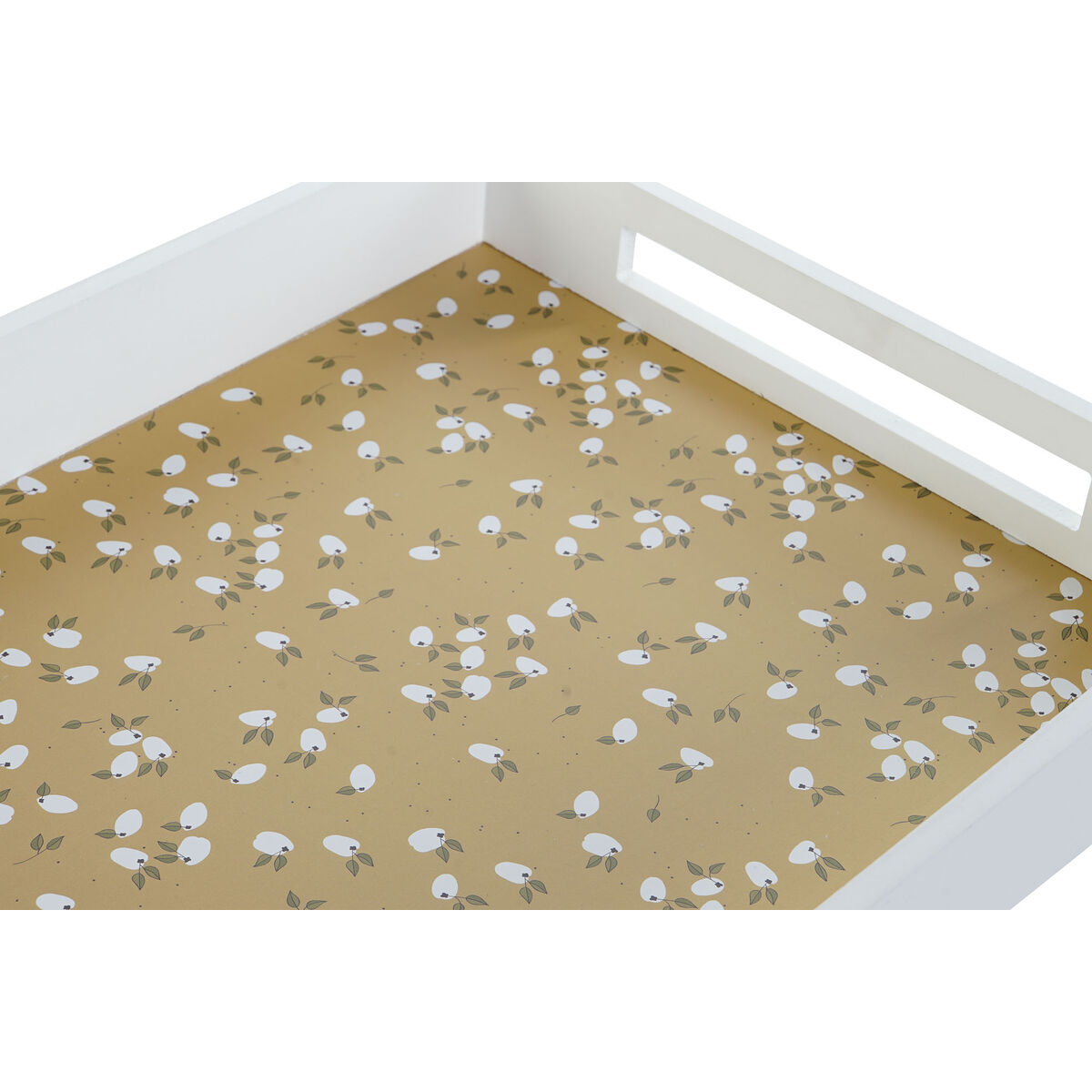 Bricka DKD Home Decor Grön Senap Mörkbrun Ljusrosa Trä MDF 40 x 30 x 5 cm (4 antal) - 3