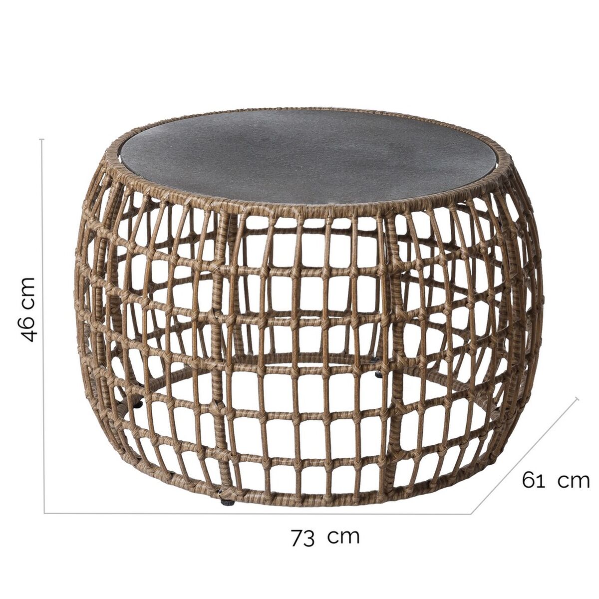Soffbord Ariki Bord Stål Rattan Härdat glas syntetisk rattan 73 x 61 x 46 cm - 2