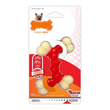 Tuggleksak för hundar Nylabone Extreme Chew Double Termoplast Bacon XS