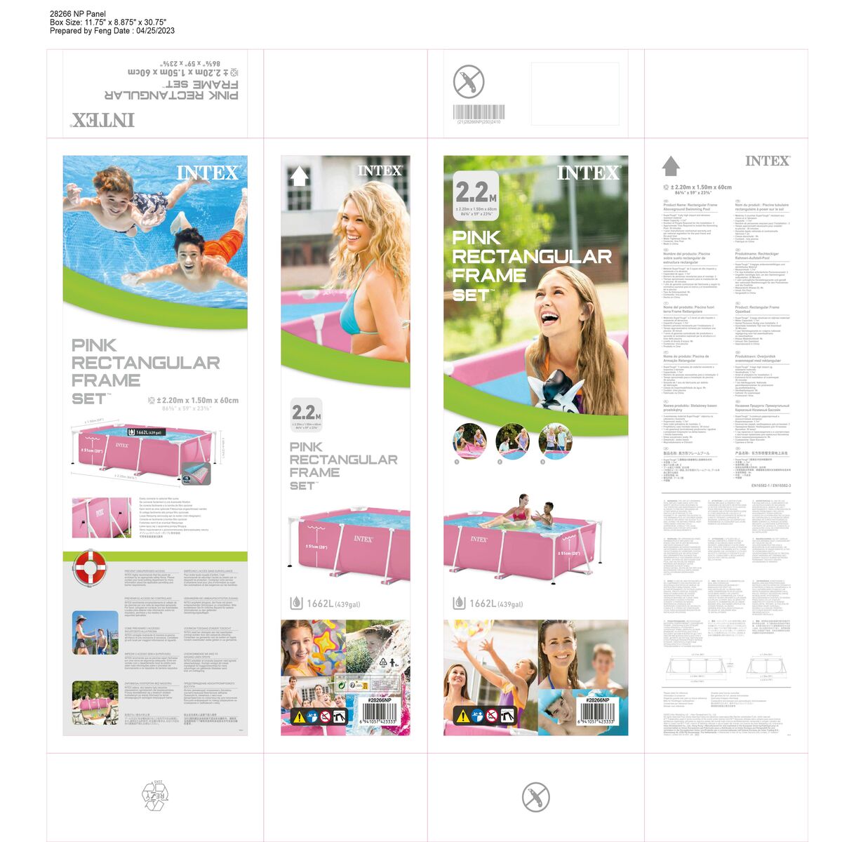 flyttbar pool Intex Small Frame Familiar 28266NP 220 x 60 x 150 cm Rosa - 14