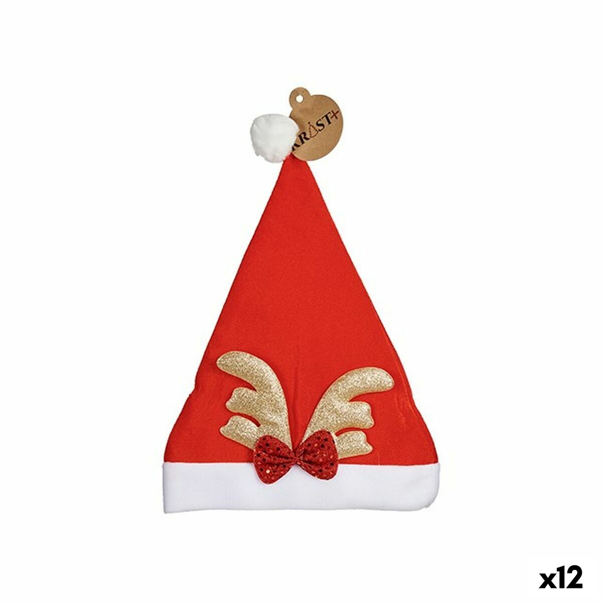 Jultomtemössa Krist+ Vit Röd Gyllene Ren 28 x 2 x 39 cm (12 antal) - 3