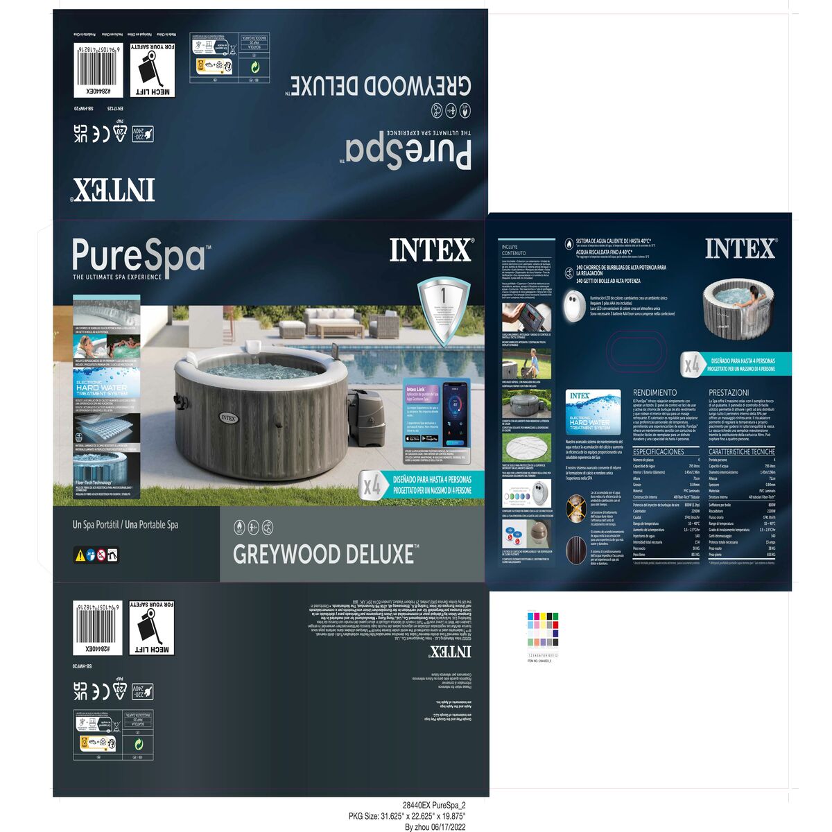 Uppblåsbart spa Intex Purespa Greywood Deluxe 28440EX 220-240 V 4 platser 1741 l/h - 11