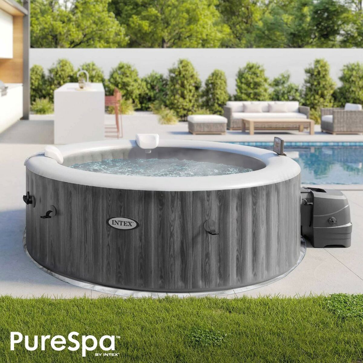 Uppblåsbart spa Intex Purespa Greywood Deluxe 28440EX 220-240 V 4 platser 1741 l/h - 8