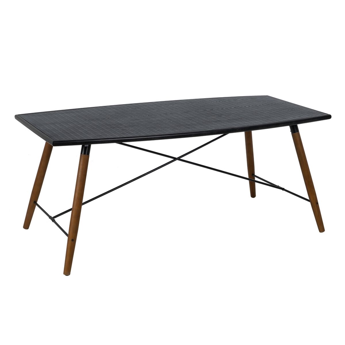 Matsalsbord OSLO Svart Naturell Trä Järn Trä MDF 179 x 90 x 75 cm