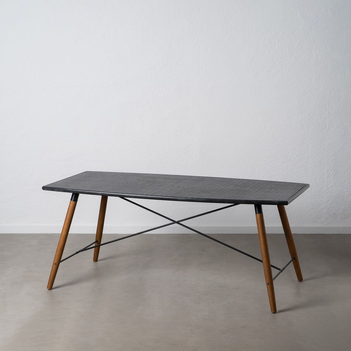 Matsalsbord OSLO Svart Naturell Trä Järn Trä MDF 179 x 90 x 75 cm - 2