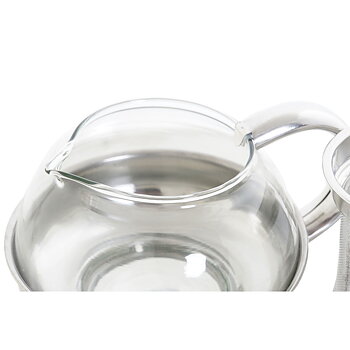 Tekanna DKD Home Decor Silvrig Rostfritt stål Glas Plast 600 ml 15 x 12 x 12 cm