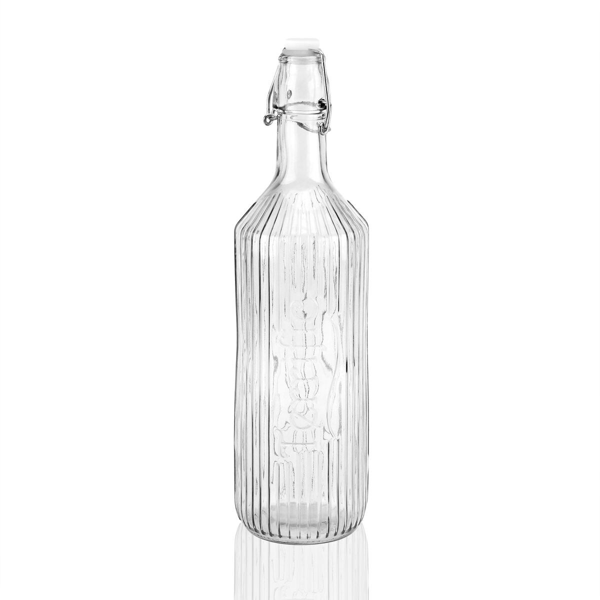 Vattenflaska Versa Transparent Glas Aluminium 1 L 8,1 x 31,5 x 8,1 cm