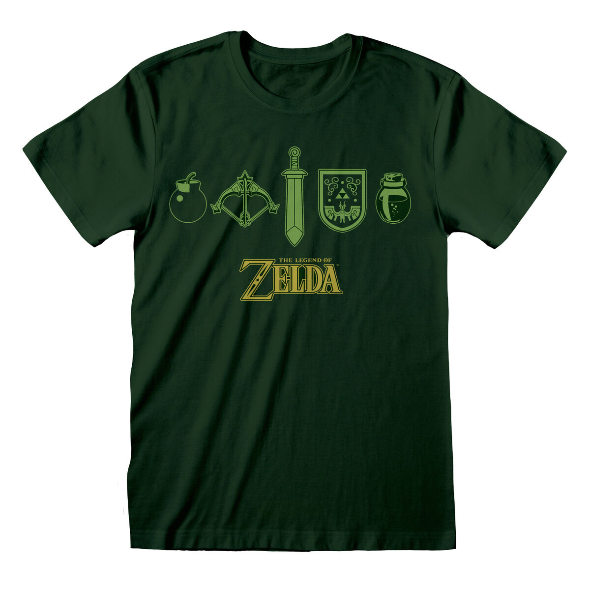 T-shirt med kortärm Unisex The Legend of Zelda Icons Mörkgrön