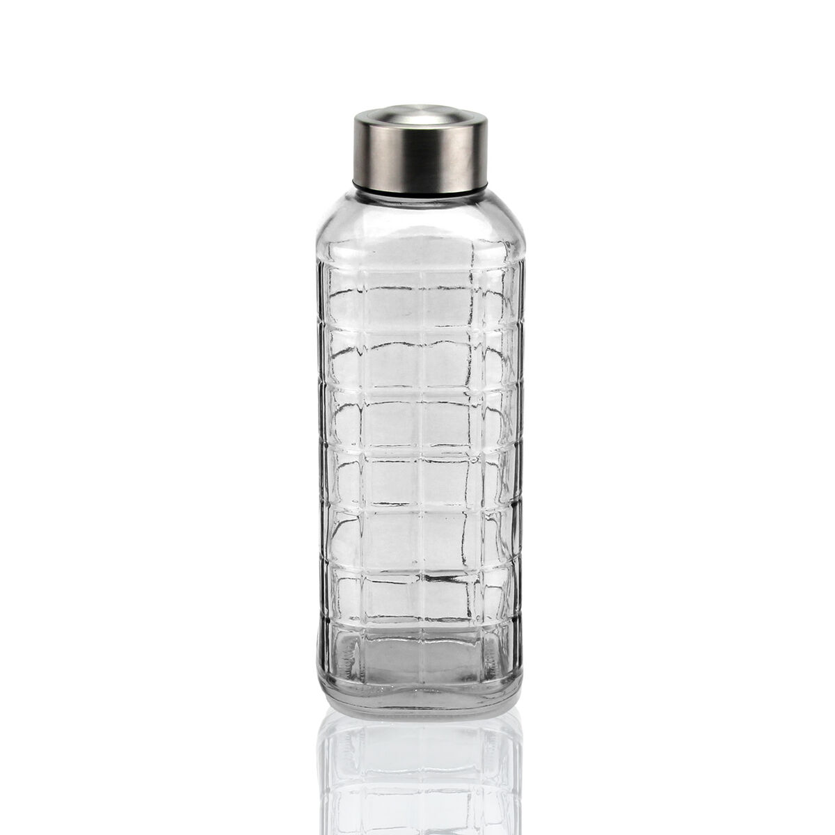 Vattenflaska Versa Transparent Glas Aluminium 1 L 8,2 x 23,5 x 8,2 cm