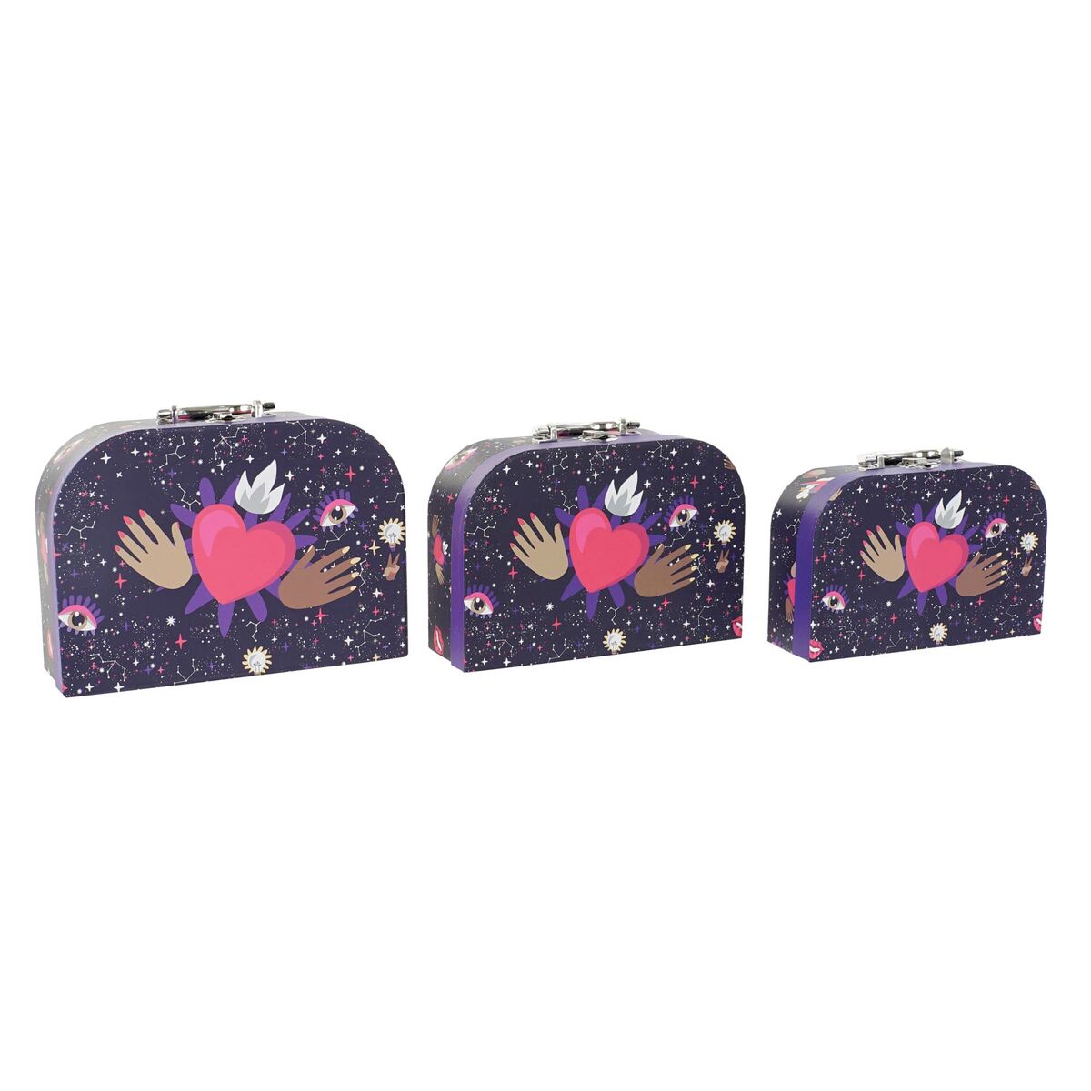 Uppsättning med Dekorativa Lådor DKD Home Decor Metall Papp Barn 28 x 9,5 x 20 cm - 3