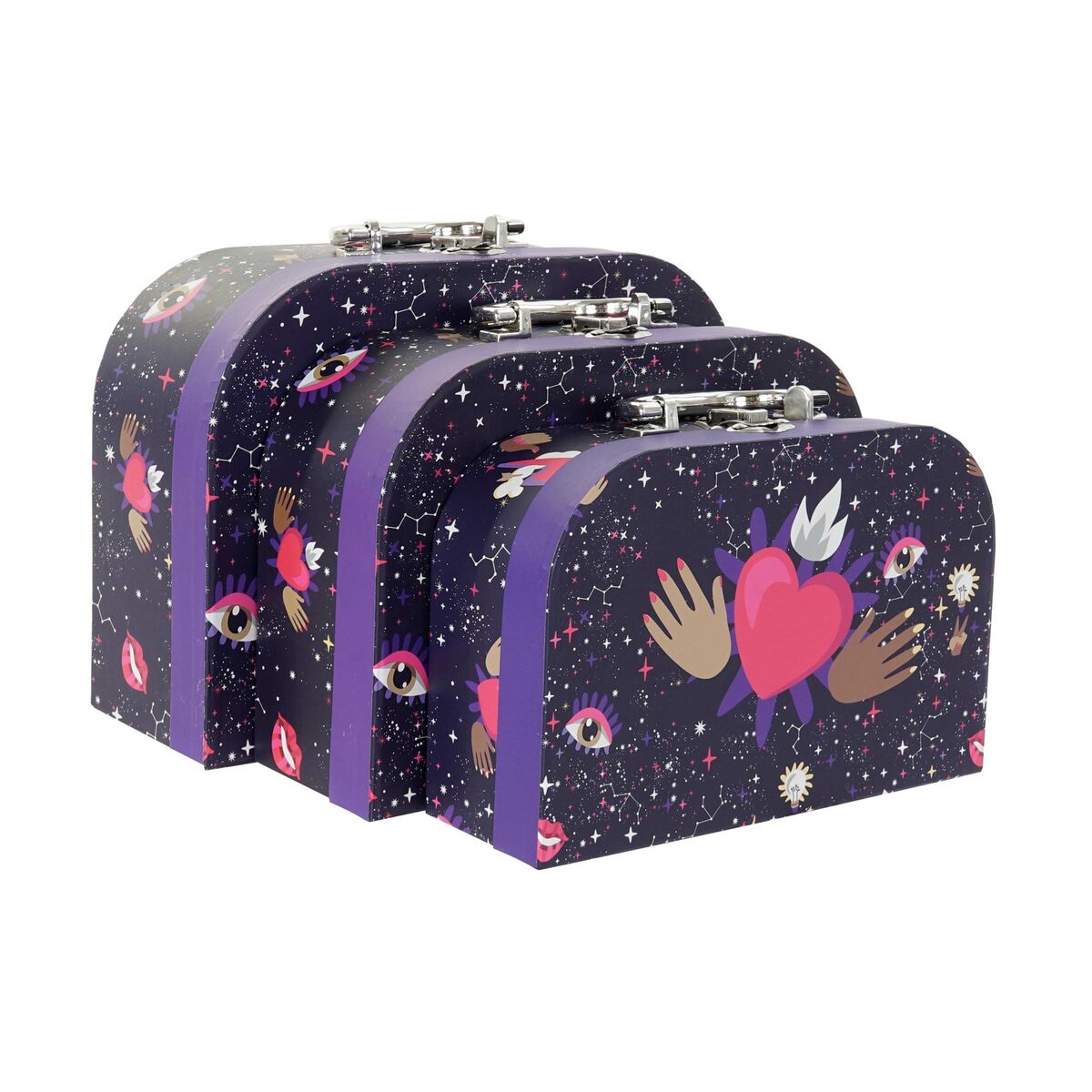 Uppsättning med Dekorativa Lådor DKD Home Decor Metall Papp Barn 28 x 9,5 x 20 cm - 5