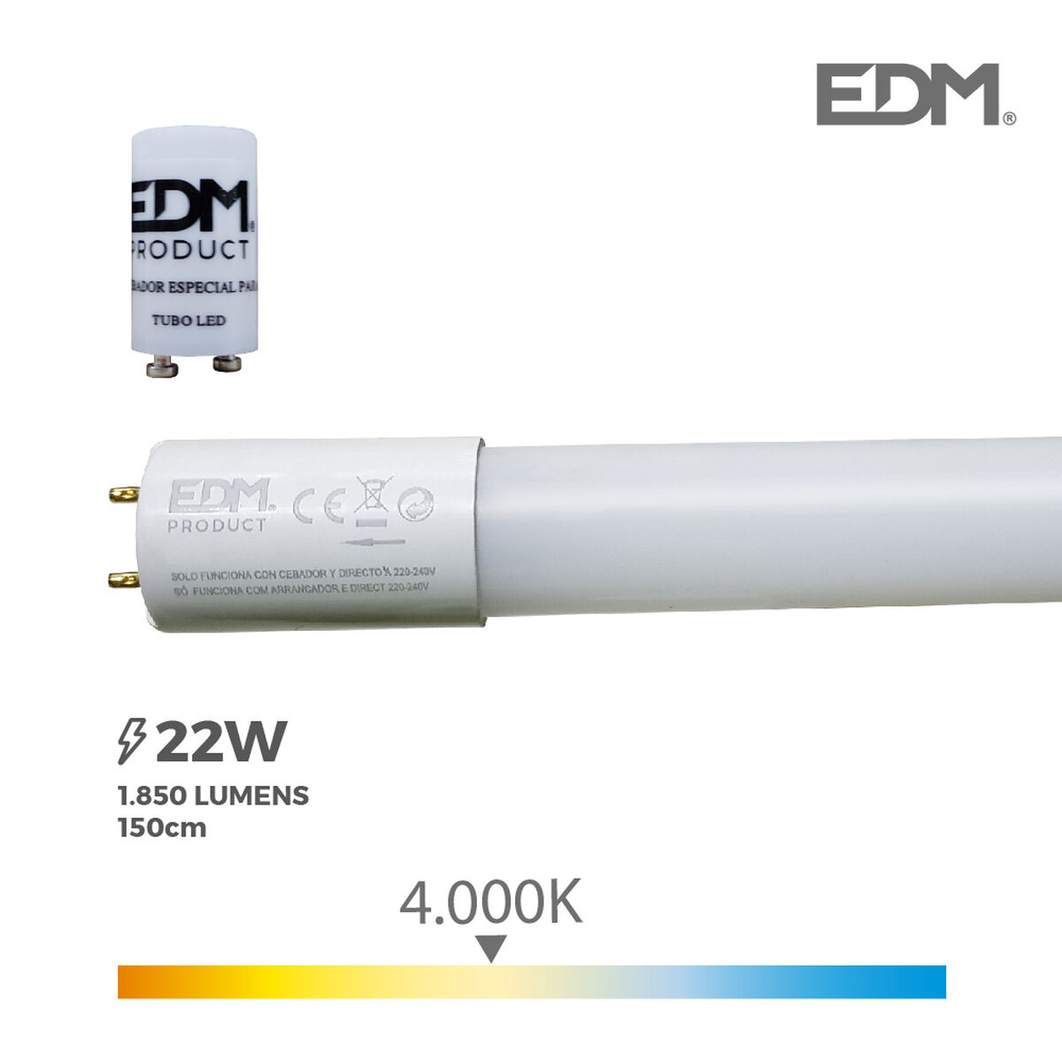LED Tub EDM 31199 F 22 W 58 W G13 T8 2400 Lm 1850 lm Ø 2,6 x 150 cm (4000 K)