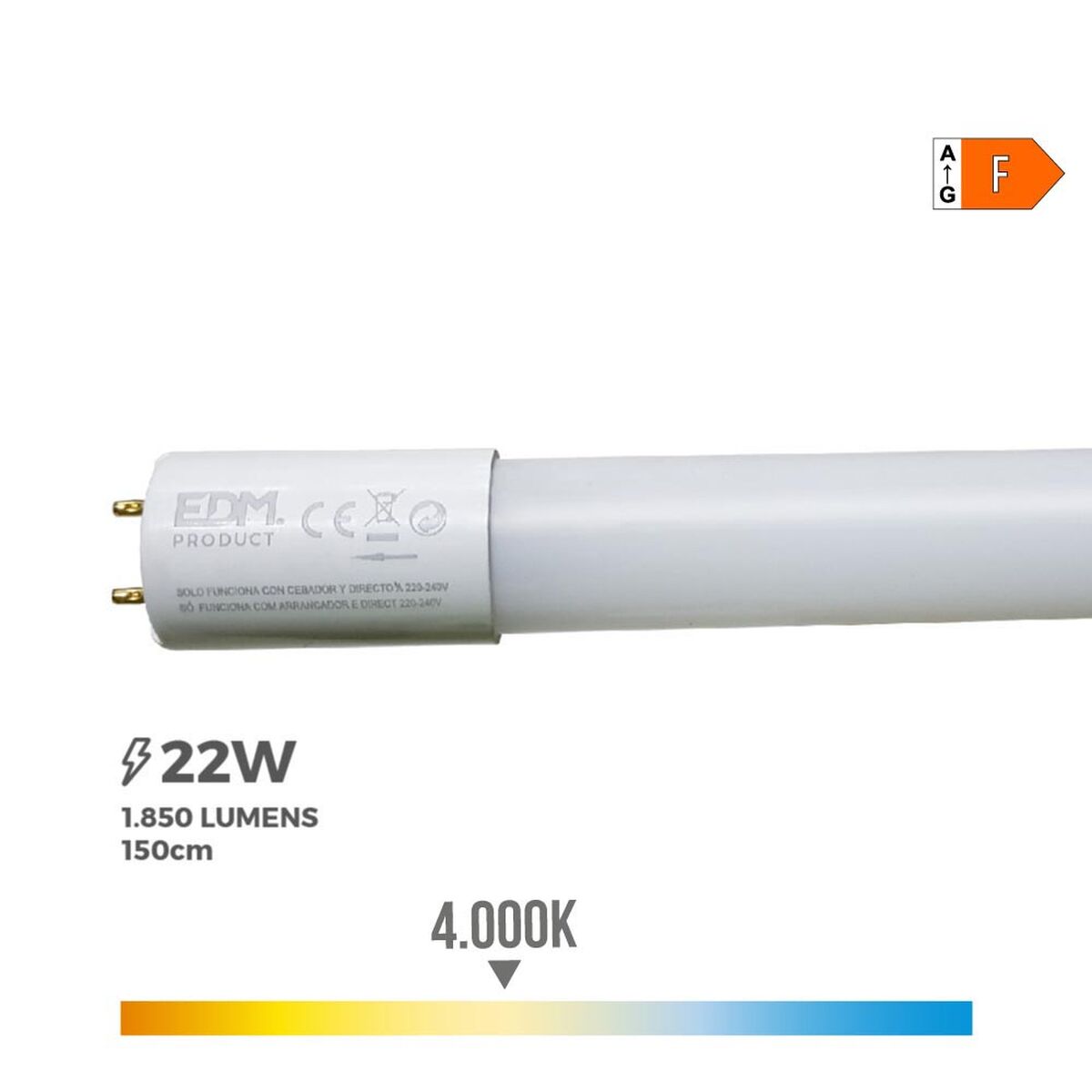 LED Tub EDM 31199 F 22 W 58 W G13 T8 2400 Lm 1850 lm Ø 2,6 x 150 cm (4000 K) - 7