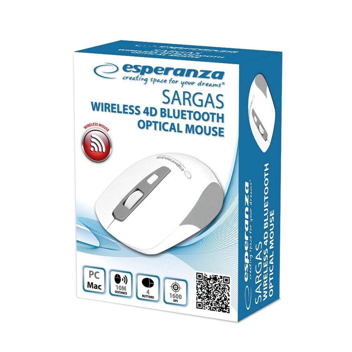 Trådlös Mus Bluetooth Esperanza EM130W Vit 1600 dpi - 2