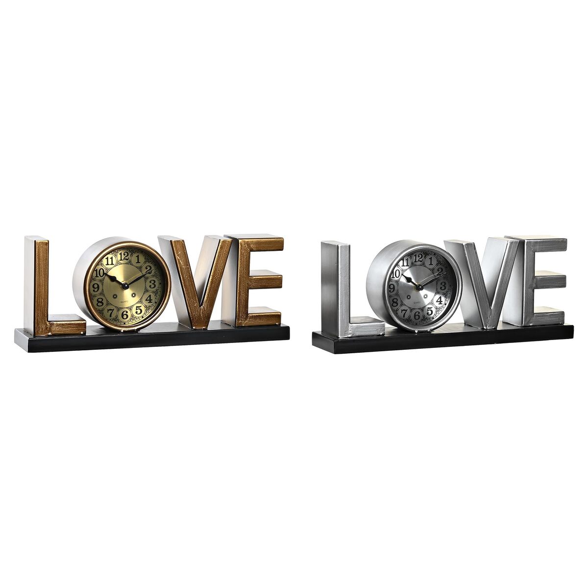 bordsklocka DKD Home Decor Love Koppar Gyllene Silvrig Loft (2 antal) - 4