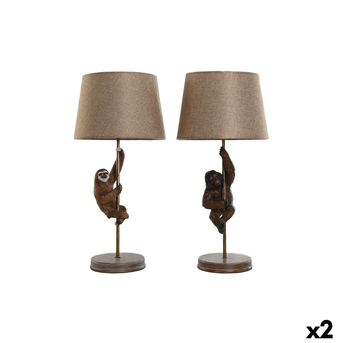 Bordslampa Home ESPRIT Brun Metall Harts 50 W 220 V 26 x 26 x 53,5 cm (2 antal) - 7