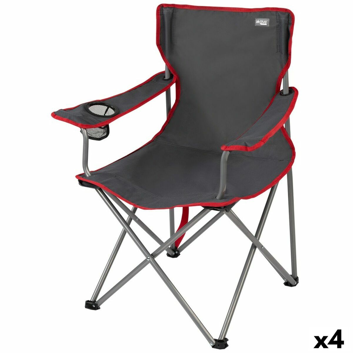 Hopfällbar campingstol Aktive Mörkgrå 45 x 82 x 47 cm (4 antal) - 6