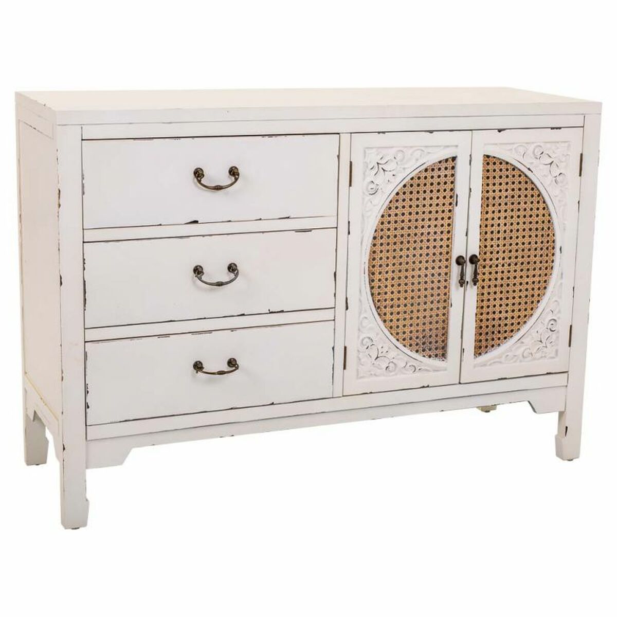 Skänk Alexandra House Living Vit Rattan Granträ 36 x 73 x 106 cm