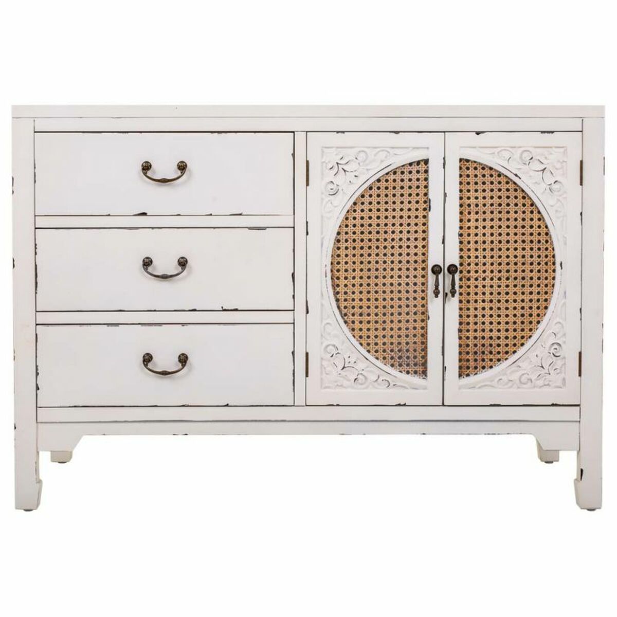 Skänk Alexandra House Living Vit Rattan Granträ 36 x 73 x 106 cm - 4