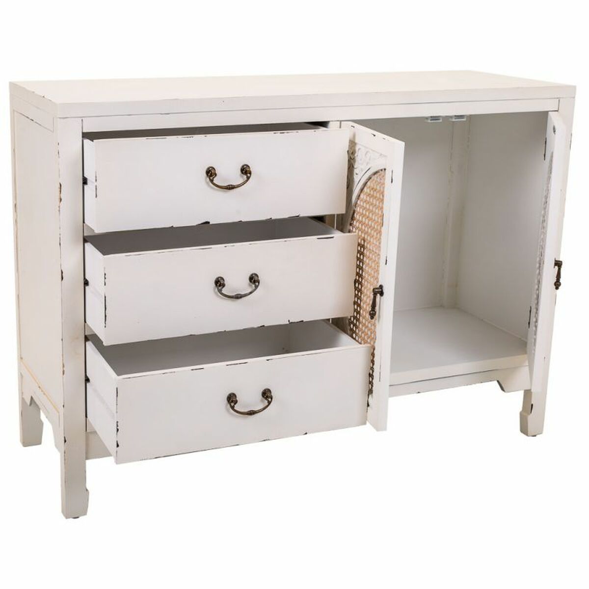 Skänk Alexandra House Living Vit Rattan Granträ 36 x 73 x 106 cm - 3