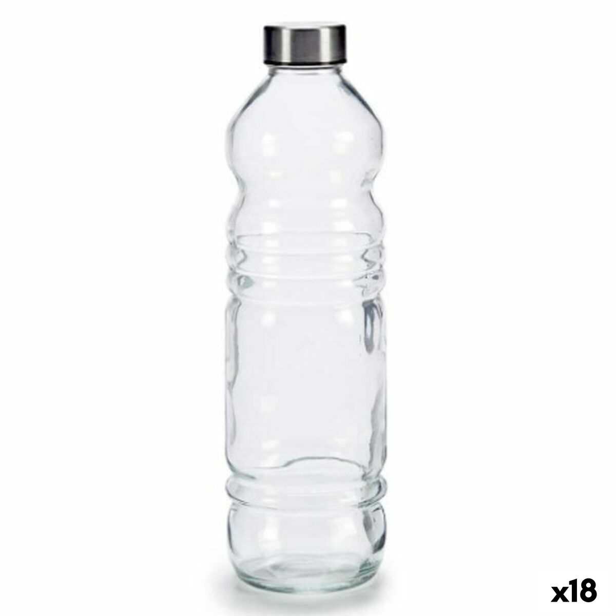 Glasflaska Vivalto Transparent Silvrig Silver Metall Glas 1,1 L 8 x 31 x 8 cm (18 antal)
