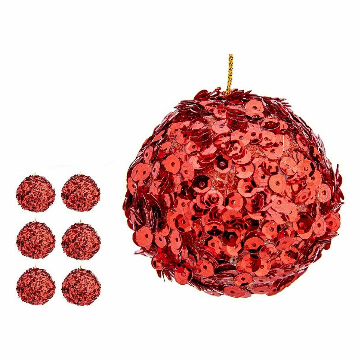 Uppsättning av julkulor Krist+ Röd Plast Paljetter (8 antal) - 3