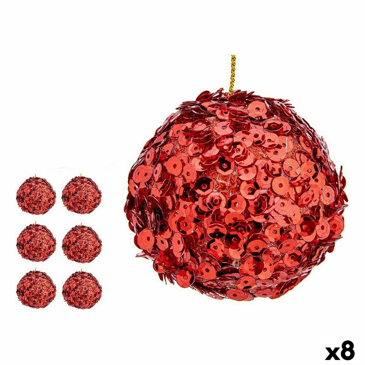 Uppsättning av julkulor Krist+ Röd Plast Paljetter (8 antal) - 4