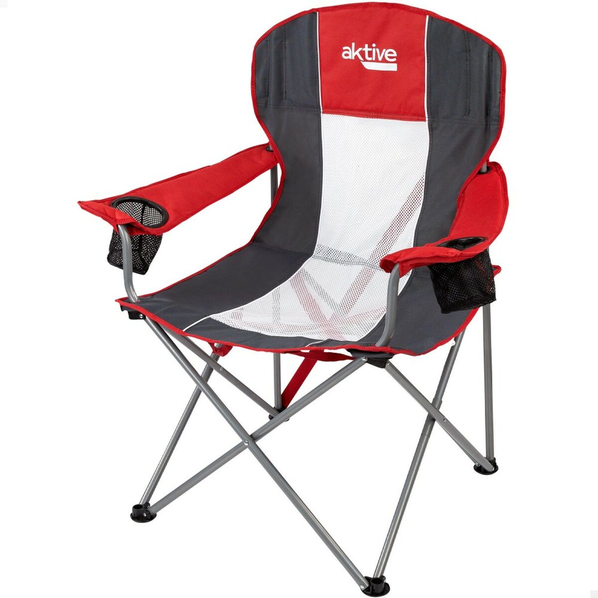 Hopfällbar campingstol Aktive Mörkgrå Röd 56 x 98 x 59 cm (4 antal) - 5