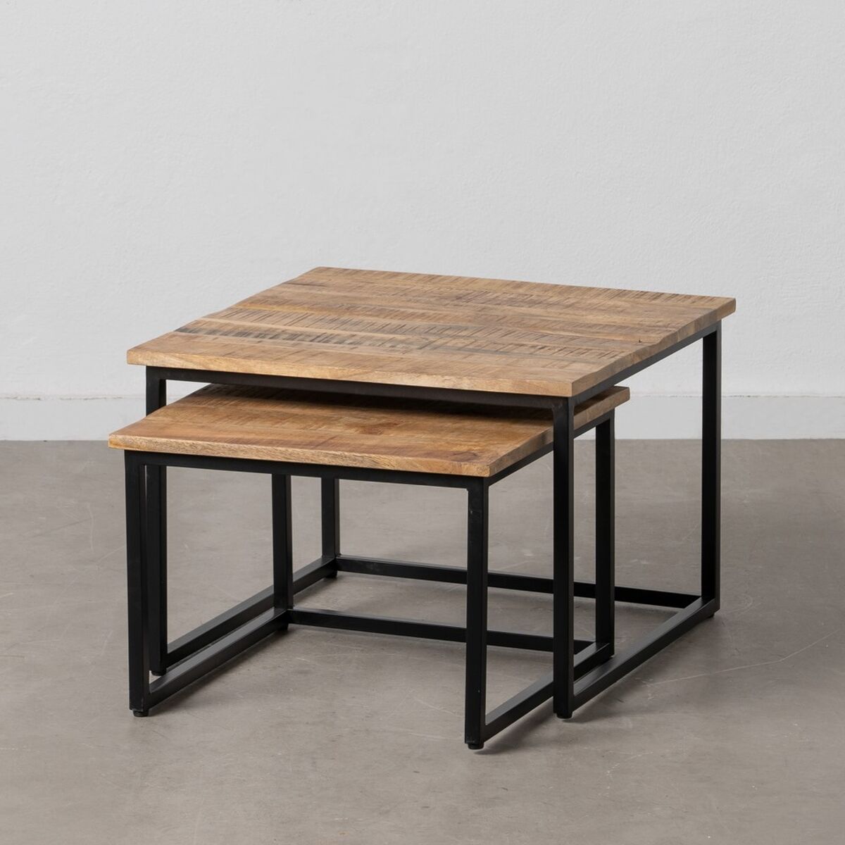 2-bordsset Svart Naturell 60 x 60 x 42 cm (2 antal) - 2