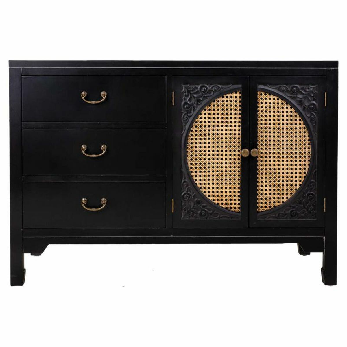 Skänk Alexandra House Living Svart Rattan Granträ 36 x 73 x 106 cm - 4