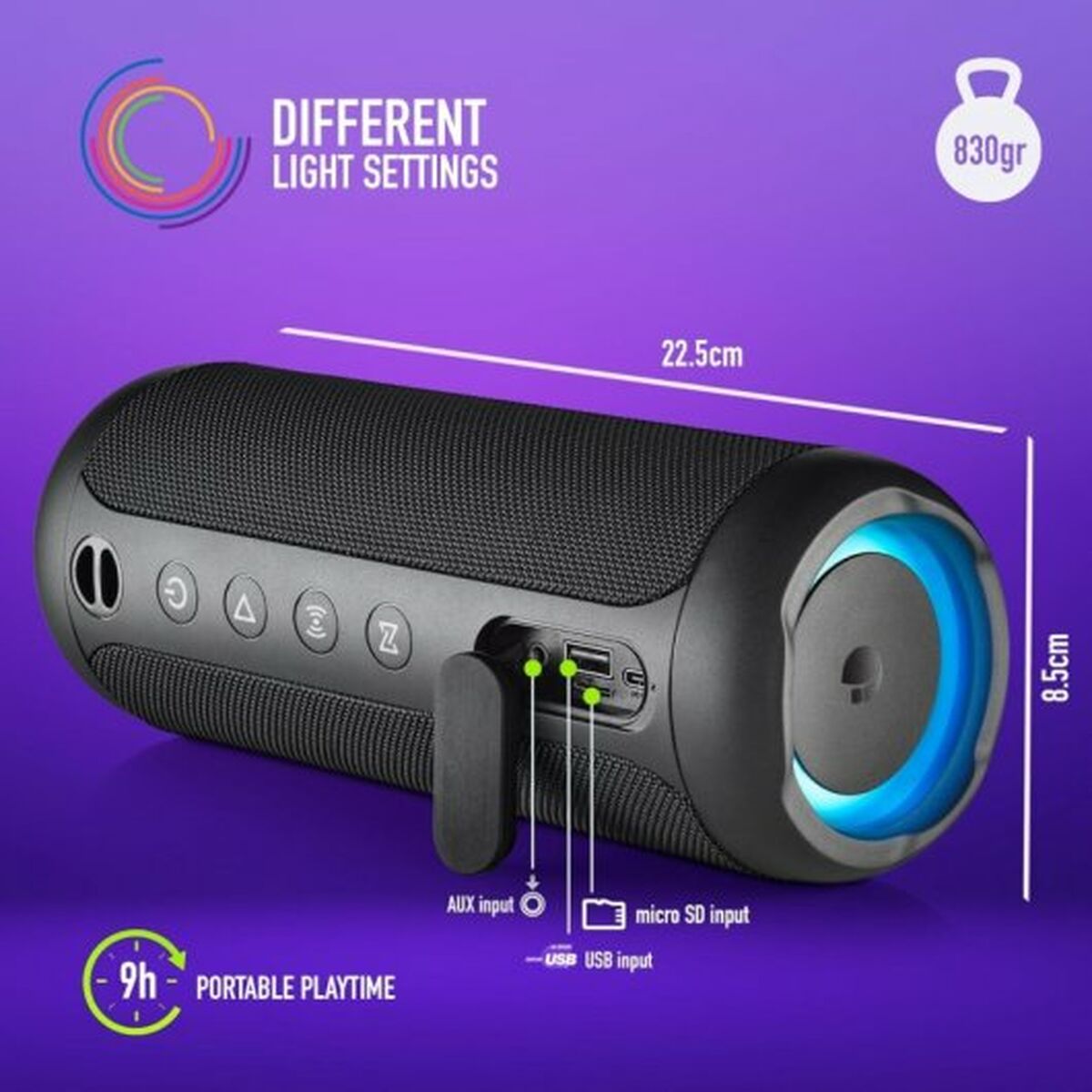 Bärbar Bluetooth Högtalare NGS ROLLERFURIA3BLACK Svart 60 W - 3