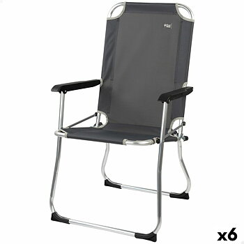 Hopfällbar campingstol Aktive Mörkgrå 45 x 91 x 47 cm (6 antal)