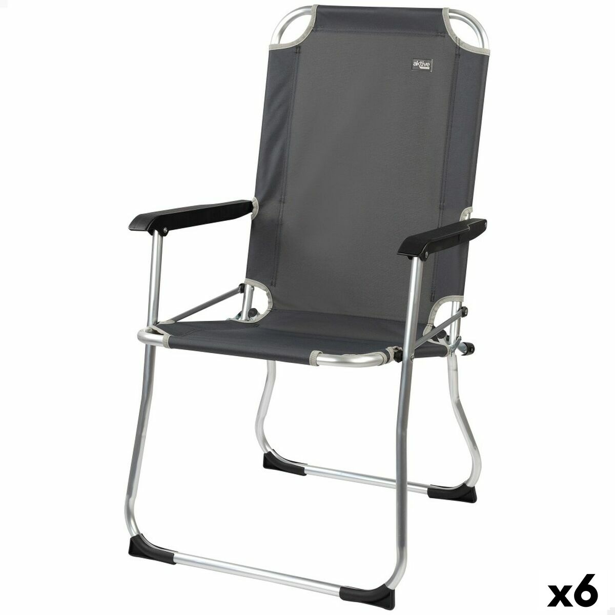 Hopfällbar campingstol Aktive Mörkgrå 45 x 91 x 47 cm (6 antal) - 6