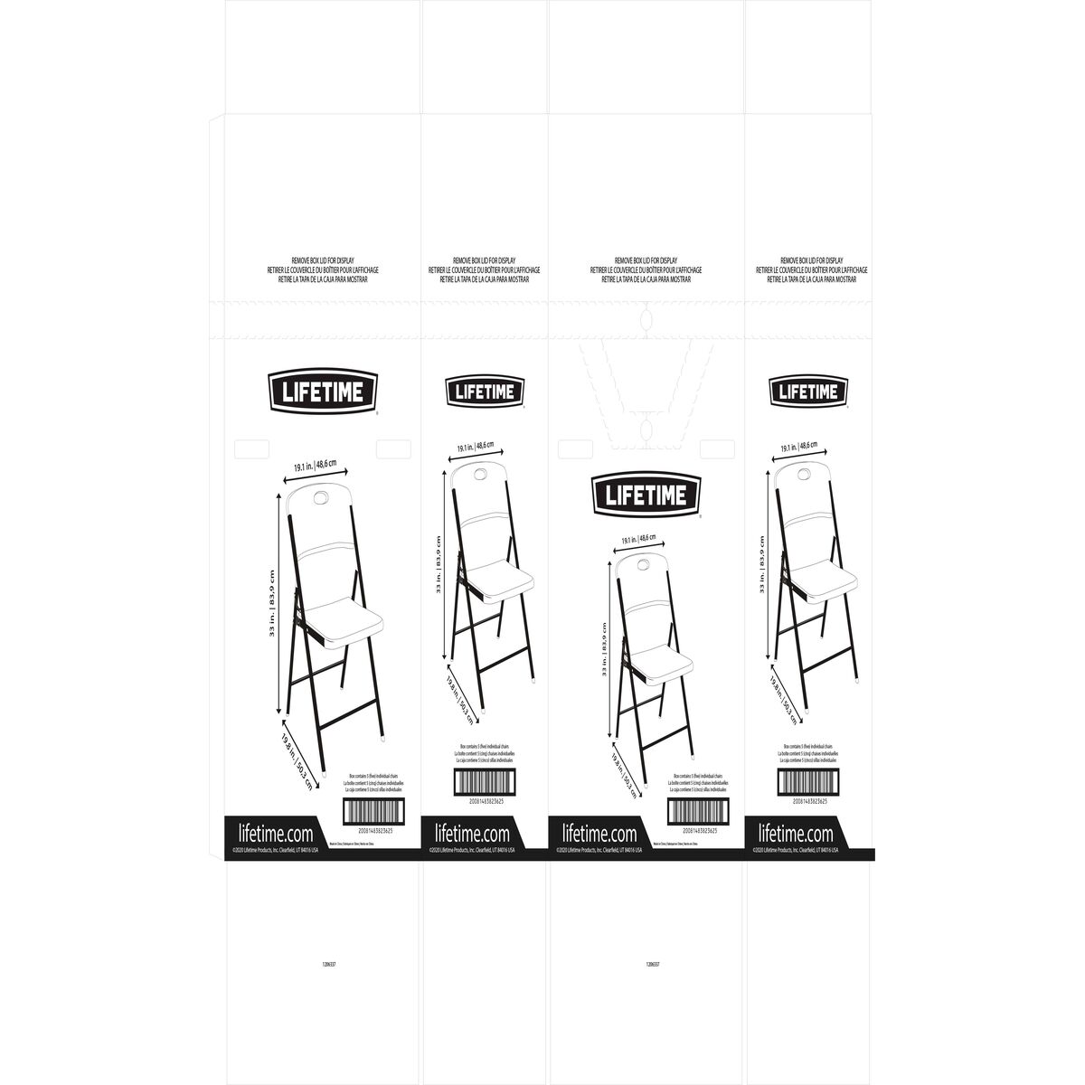 Hopfällbar Stol Lifetime Svart 50 x 84 x 48,5 cm (5 antal) - 11
