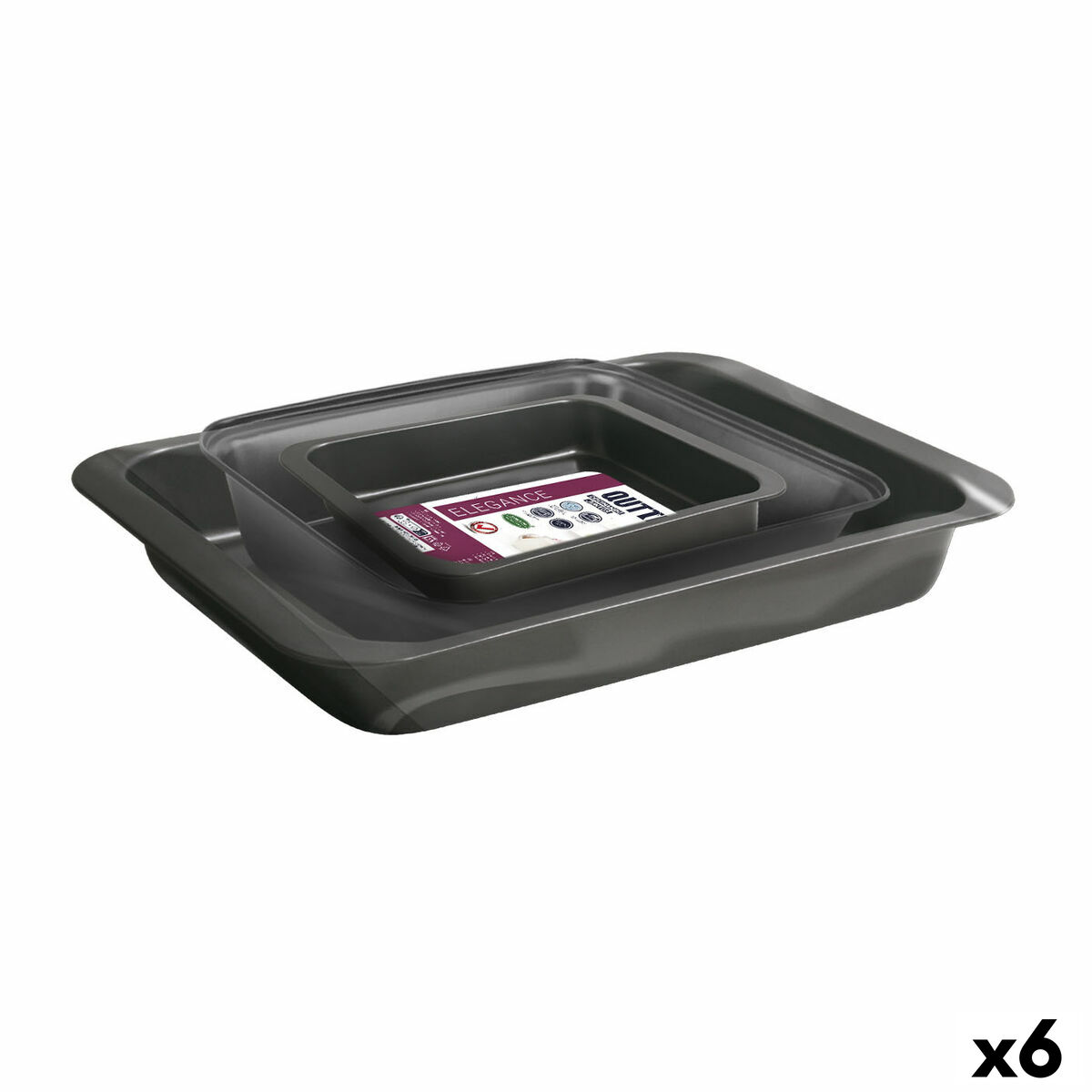 Uppsättning med Brickor Quttin 28,5 x 19,5 cm 34 x 24 cm 42 x 29 cm 3 Delar (6 antal)