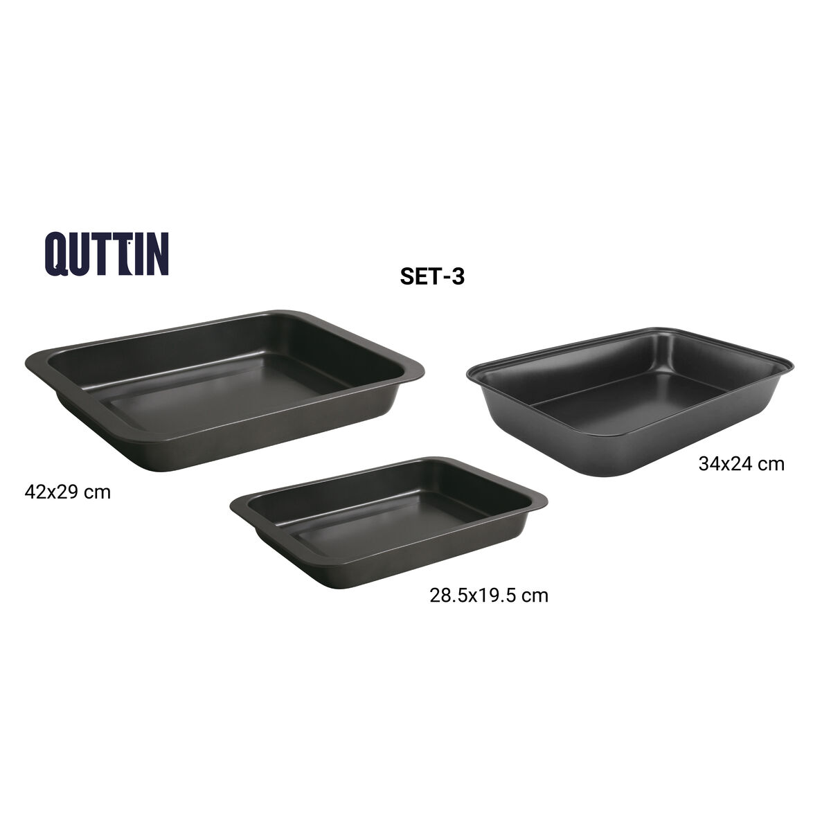 Uppsättning med Brickor Quttin 28,5 x 19,5 cm 34 x 24 cm 42 x 29 cm 3 Delar (6 antal) - 3