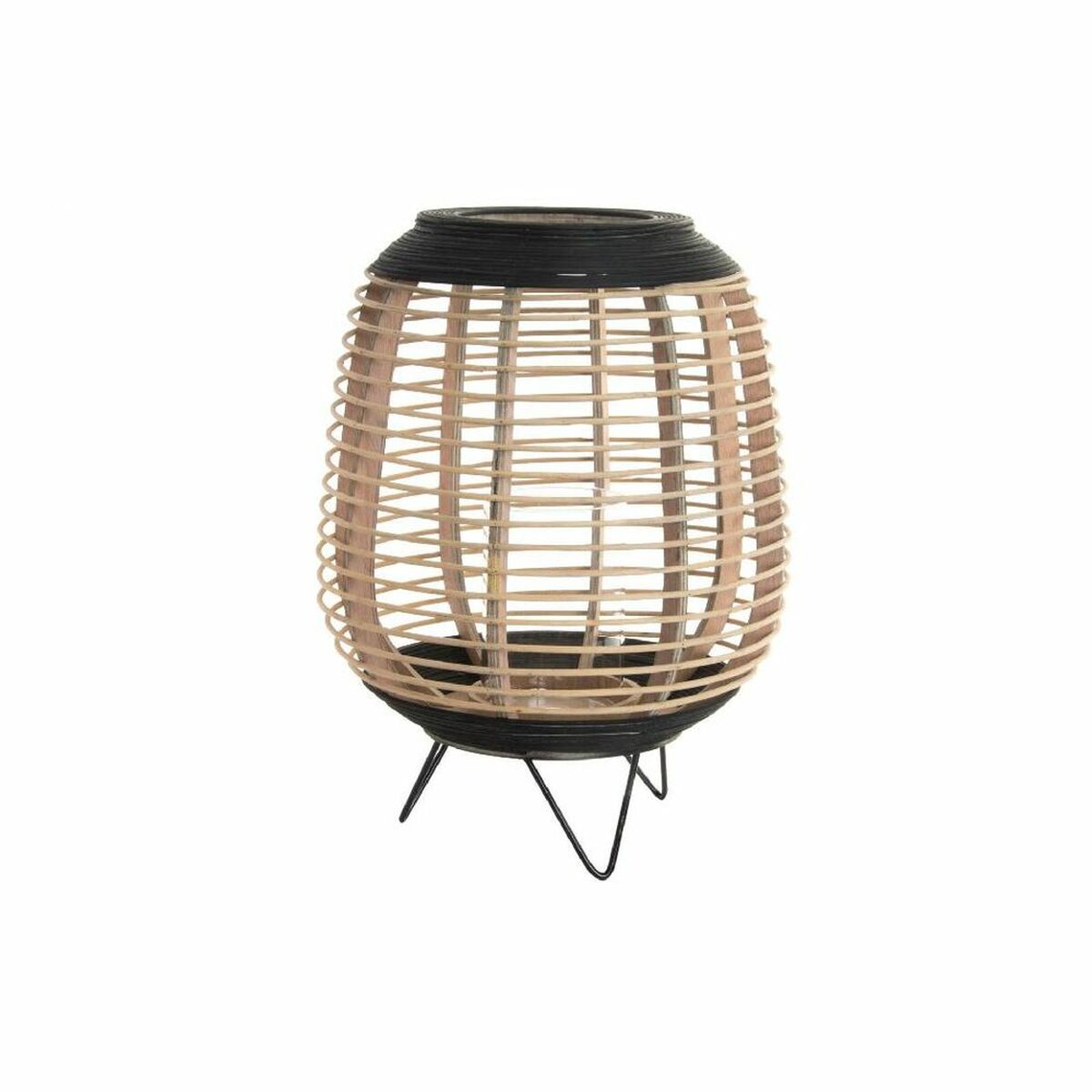 Ljusstakar DKD Home Decor Brun Svart Naturell Metall Bambu Glas 32 x 32 x 43 cm - 3