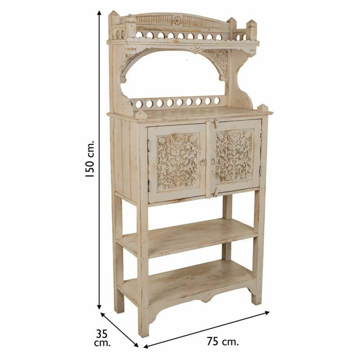 Skänk Alexandra House Living Vit Järn Mangoträ 35 x 150 x 75 cm - 6