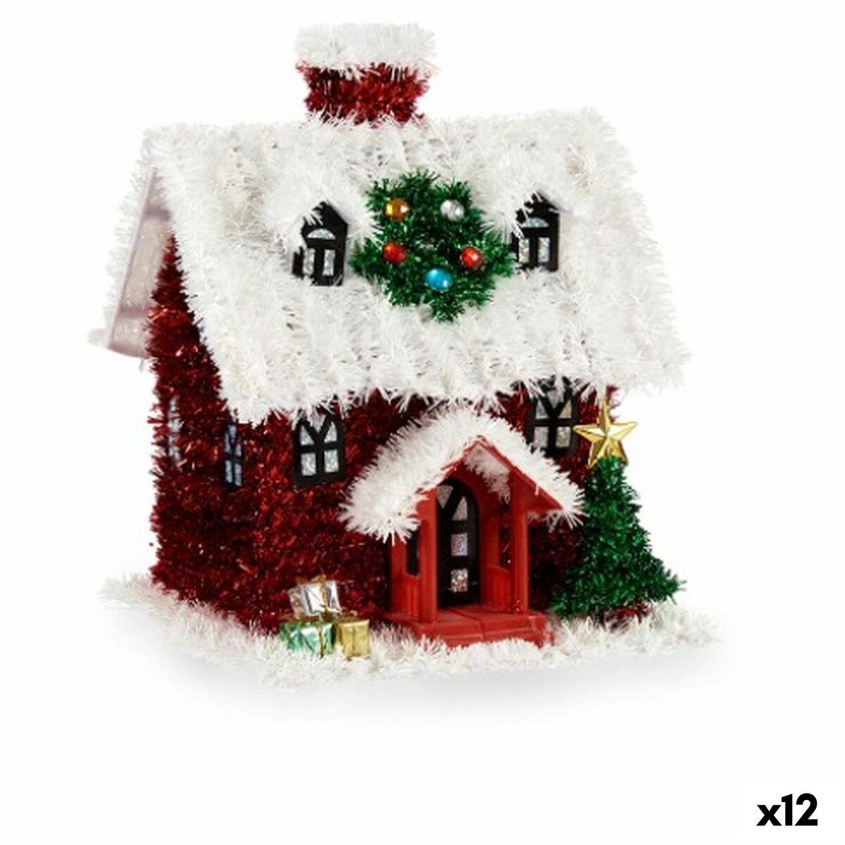 Julgranskula Krist+ Vit Röd Grön Hus 19 x 24,5 x 19 cm Glitter (12 antal) - 3