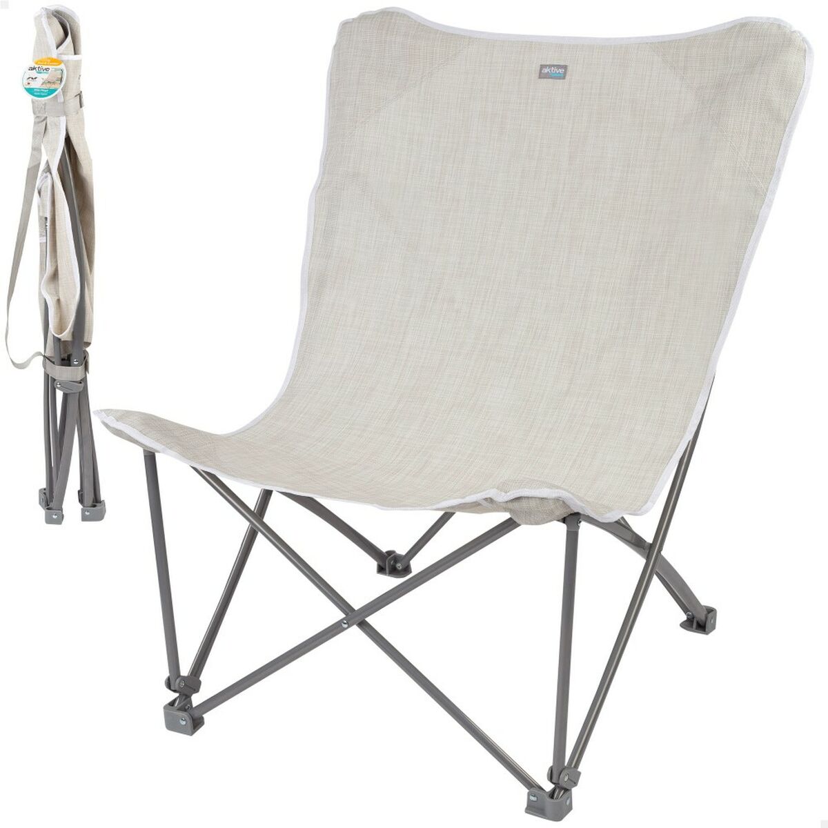 Hopfällbar campingstol Aktive Beige 78 x 90 x 76 cm (4 antal) - 5
