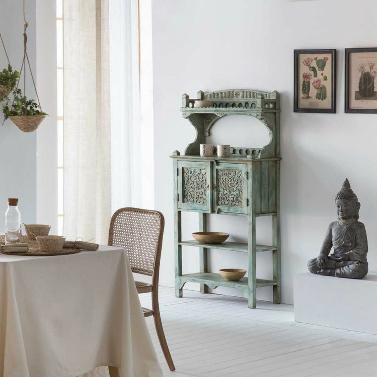 Skänk Alexandra House Living Blå Järn Mangoträ 35 x 150 x 75 cm - 3