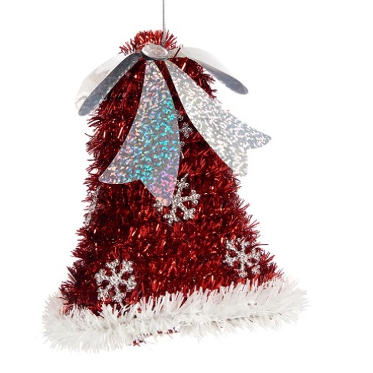 Julgranskula Hängen Köksfläktar Glitter Vit Röd 10,2 x 13 x 10,2 cm (36 antal) - 2