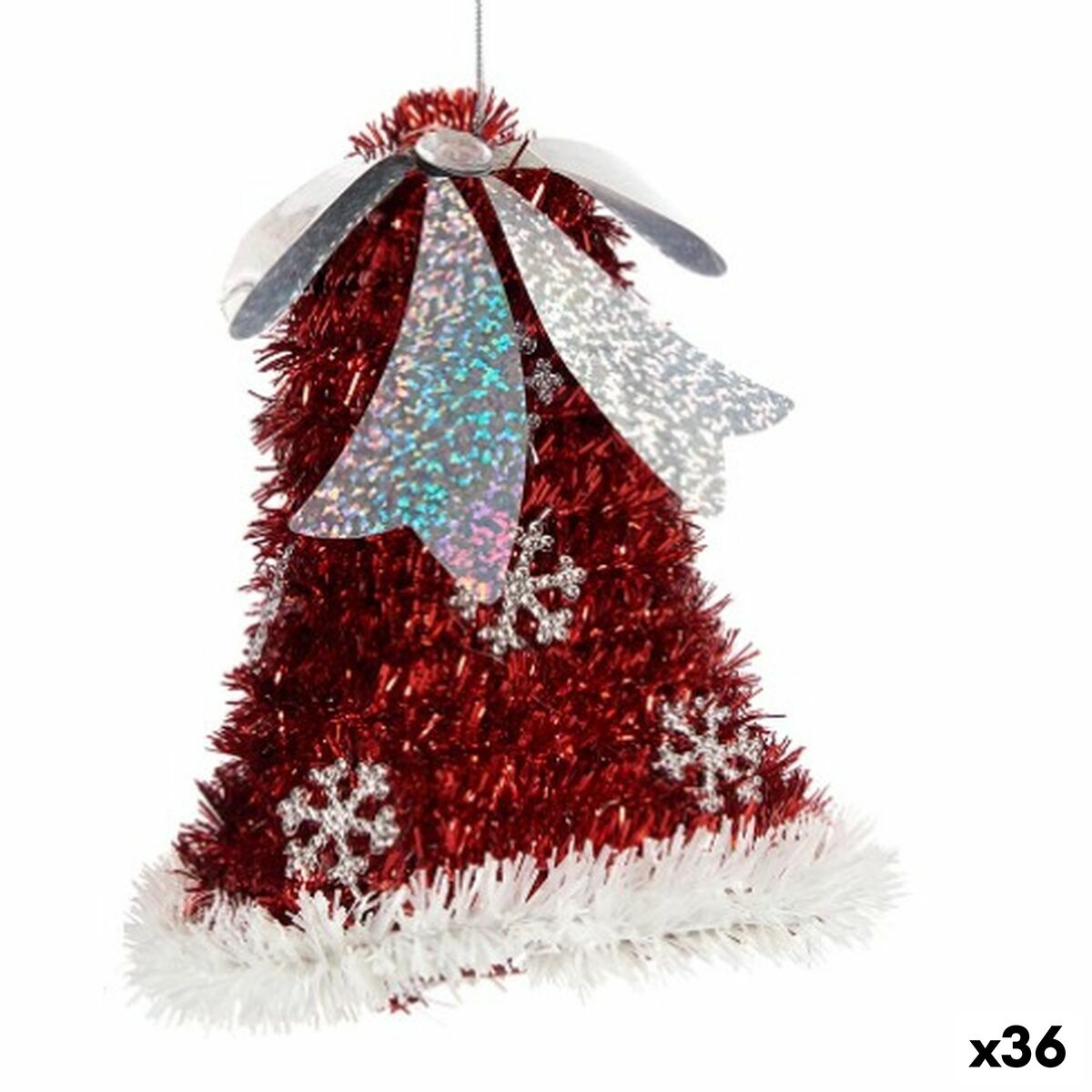 Julgranskula Hängen Köksfläktar Glitter Vit Röd 10,2 x 13 x 10,2 cm (36 antal) - 3