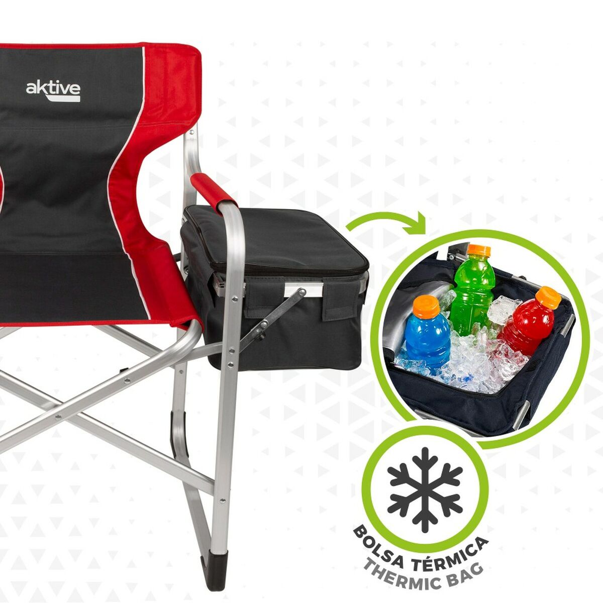 Hopfällbar campingstol Aktive Grå Röd 61 x 92 x 52 cm (2 antal) - 17